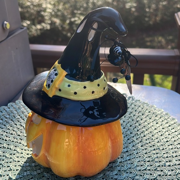 NWT Blue Sky Clayworks Pumpkin 🎃 Jack with Hat Candle 🕯️ Holder. - Picture 4 of 10